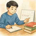 受験準備を計画する生徒のイラスト